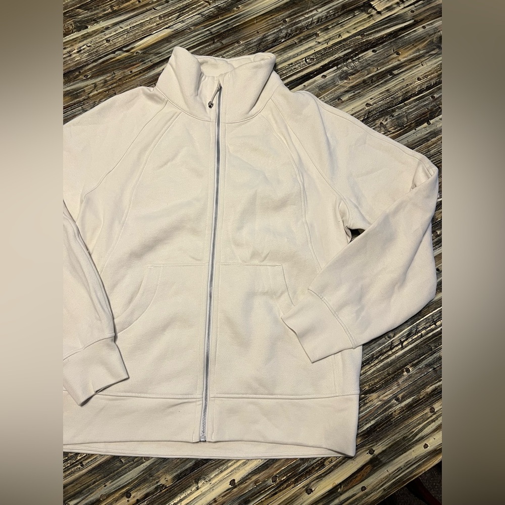 Lululemon Bone Color Oversized Full Zip Scuba with long length and full coverage